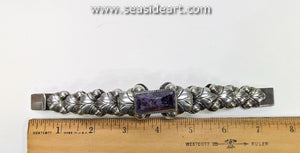 Vintage Mexican Silver & Amethyst Link Bracelet