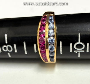 14K Yellow Gold Natural Sapphire & Natural Ruby Ring-Size 9 1/4