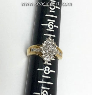 10K Two-tone Gold Diamond Illusion Cluster Ring