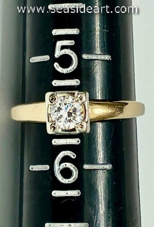 14K Two-tone Gold Solitaire Style Ring with Natural Diamond