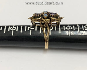 Synthetic Purple Sapphire & Natural Opal 10K Yellow Gold Ring