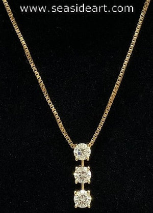 14K Yellow Gold Natural Diamond Pendant with Gold Necklace