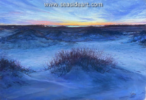 Dunes Turn Violet as the Sun Sets Over the Sound