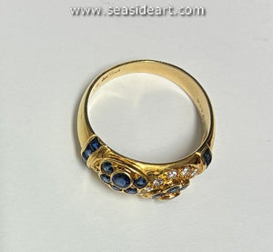 18K Yellow Gold Natural Sapphire & Natural Diamond Ring-LEVIAN