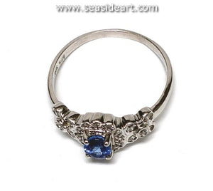 14K White Gold Natural Tanzanite & Natural Diamond Ring