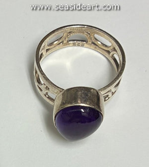 Sterling Silver Ring with Tear Drop Amethyst