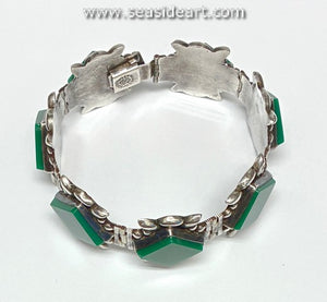 Vintage Mexican Silver and Green Onyx Bracelet