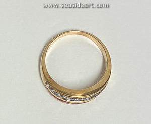 14K Yellow Gold Natural Sapphire & Natural Ruby Ring-Size 9 1/4