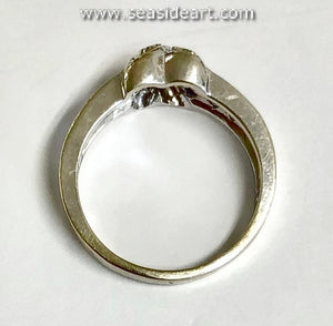 14K White Gold Ring with Natural Sapphires and Natural Diamonds