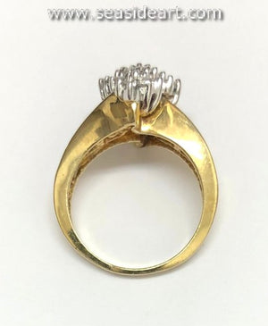 10K Two-tone Gold Diamond Illusion Cluster Ring