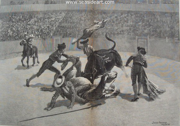 A Bull Fight in Mexico by Frederic Sackrider Remington - Seaside Art Gallery