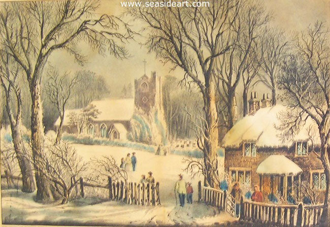 An English Winter Scene by Currier & Ives - Seaside Art Gallery