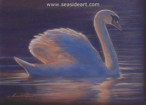 Dusk-Mute Swan by Bonnie Latham - Seaside Art Gallery