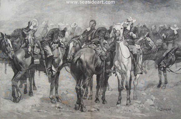 Calvary in An Arizona Sand Storm by Frederic Sackrider Remington - Seaside Art Gallery