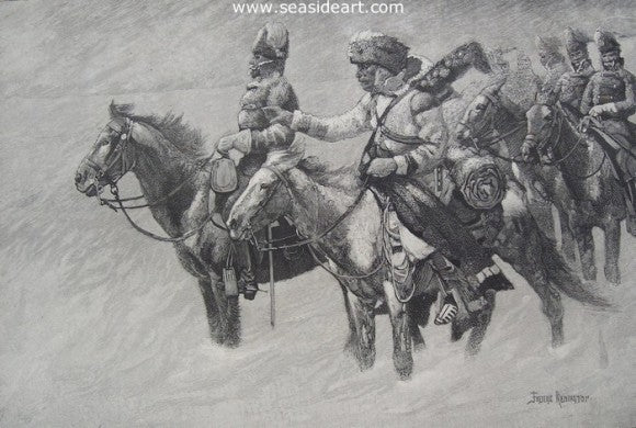 Canadian Mounted Police on a Winter Expedition by Frederic Sackrider Remington - Seaside Art Gallery