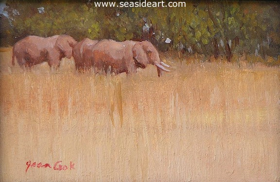 Elephants in Tarangire by Jean Cook - Seaside Art Gallery