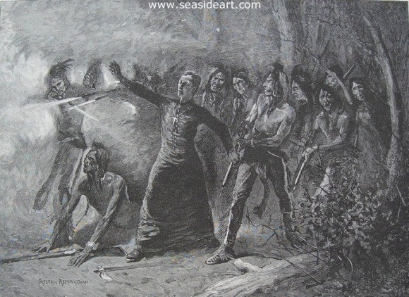 Father Lacombe Heading the Indians by Frederic Sackrider Remington - Seaside Art Gallery
