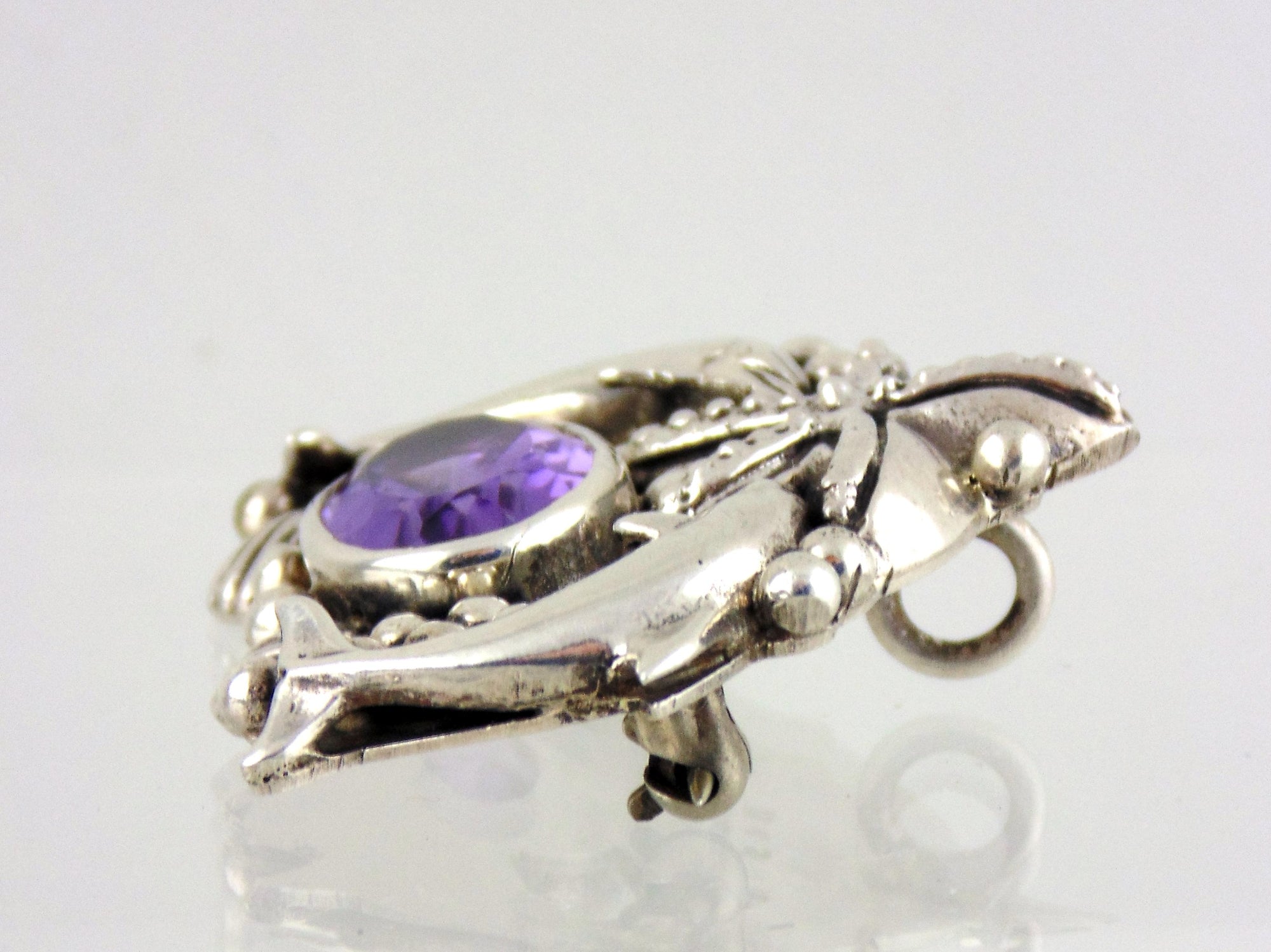 Rare Angle Carol Felley 1996 Sterling Butterfly Brooch with shops Amethyst Glass Body, Southwestern, Navajo Influenced Sterling Brooch