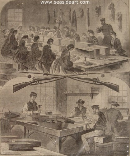 Filling Cartridges at the US Arsenal by Winslow Homer - Seaside Art Gallery