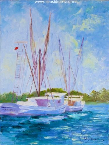 Shrimp Boats by Alice Ann Dobbin - Seaside Art Gallery