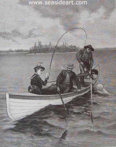 Her First Muskallonge by Frederic Sackrider Remington - Seaside Art Gallery