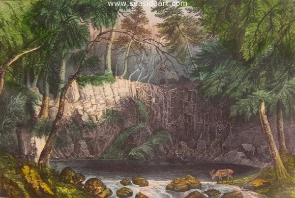 Indian Falls by Currier & Ives - Seaside Art Gallery