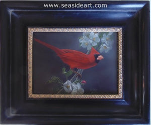 Cardinal and Blossoms by Karen Latham - Seaside Art Gallery