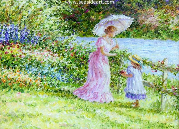 Lessons By the Brook I by Karin Schaefers - Seaside Art Gallery