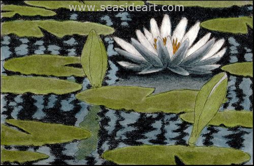 Lily Pond II by David Hunter - Seaside Art Gallery