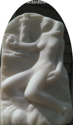 Lady, Lighthouse, Surf, Sand by Chester Martin - Seaside Art Gallery