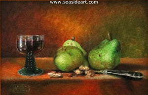 Pears, Peanuts and a Glass of Wine by Debra Keirce - Seaside Art Gallery