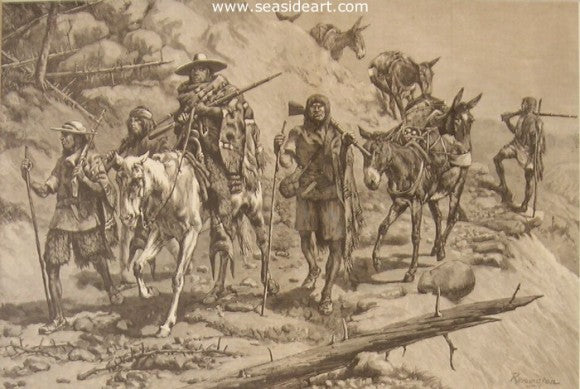 Pima Indians Convoying a Silver Train by Frederic Sackrider Remington - Seaside Art Gallery