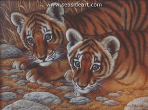 Curious Pair-Tiger Cubs by Rebecca Latham - Seaside Art Gallery