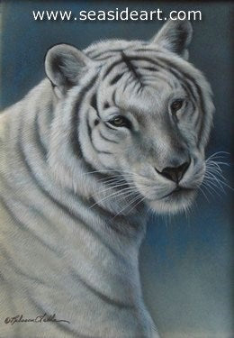 Stoic-White Tiger I by Rebecca Latham - Seaside Art Gallery