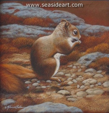 Trailside Visitor II-Red Squirrel by Rebecca Latham - Seaside Art Gallery