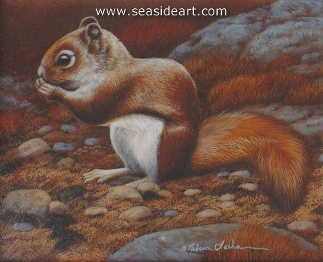 Trailside Visitor III-Red Squirrel by Rebecca Latham - Seaside Art Gallery