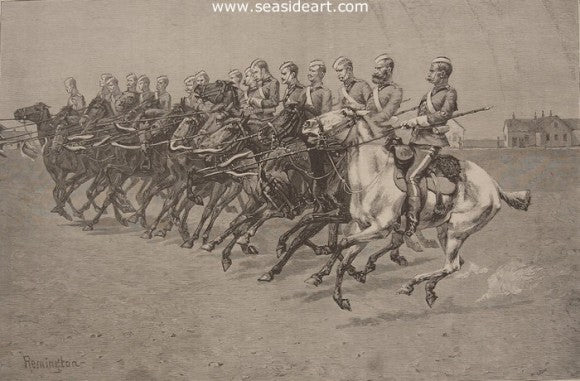 Royal Canadian Mounted Police On A Musical Ride - Charge by Frederic Sackrider Remington - Seaside Art Gallery