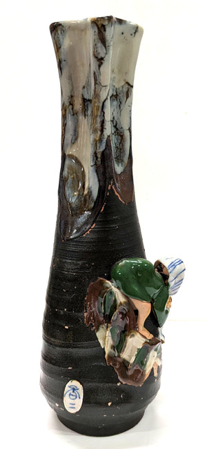 19th/20th C Japanese Sumida Gawa-Folded Neck Vase with Two Men