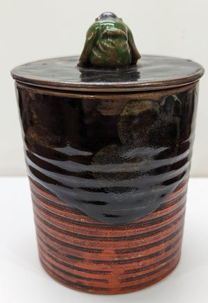 19/20th C Japanese Sumida Gawa-Jar with Lid