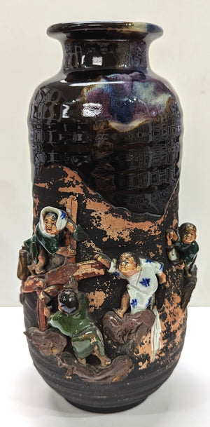 19th/20th C Japanese Sumida Gawa-Large Vase with Four Man