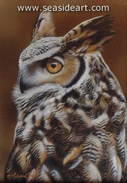 Symbol of Wisdom I-Great Horned Owl by Rebecca Latham - Seaside Art Gallery