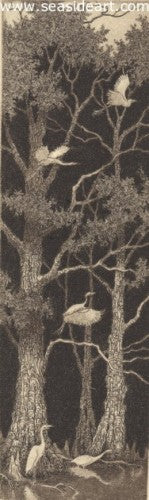 Tar River Egrets by David Hunter - Seaside Art Gallery