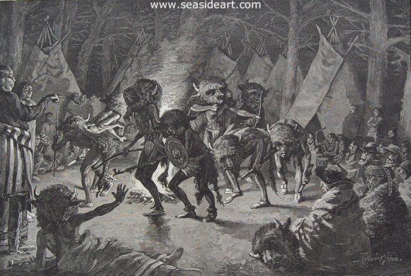 The Buffalo Dance by Frederic Sackrider Remington - Seaside Art Gallery