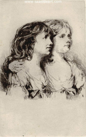 The Twins – Sarah and Anne Haden, No. II by Sir Francis Seymour Haden - Seaside Art Gallery