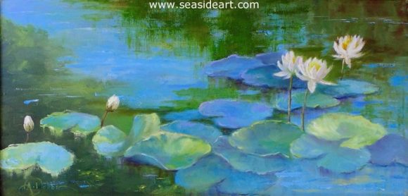 Water Lily Blues by Alice Ann Dobbin - Seaside Art Gallery