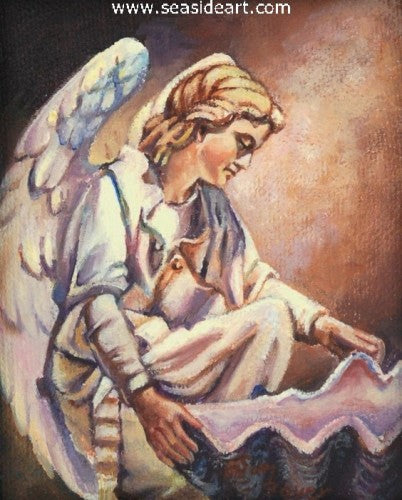 Angel With Seashell by Sun Bauer - Seaside Art Gallery