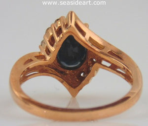 Sapphire & Diamond Ring 14kt Rose Gold by Jewelry - Seaside Art Gallery