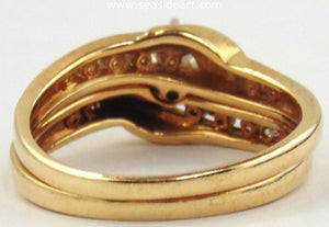 Diamond Wedding Ring Set 14kt Two Tone Gold by Jewelry - Seaside Art Gallery