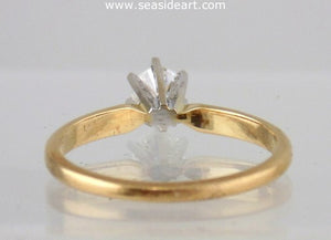 Diamond Engagement Ring 14kt Two Tone Gold - Size (7) by Jewelry - Seaside Art Gallery