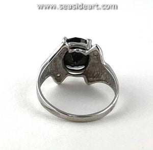 14KT White Gold Ring with Natural Black Diamond